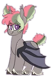 Size: 423x618 | Tagged: safe, artist:liefsong, derpibooru import, oc, oc:dragonfruit, unofficial characters only, bat pony, hybrid, bat pony oc, bat wings, blaze (coat marking), fangs, feathered fetlocks, female, filly, foal, freckles, offspring, parent:oc:lief, parent:oc:windwalker, parents:oc x oc, pigtails, simple background, solo, transparent background, windsong, wings