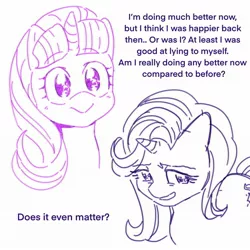 Size: 2048x2048 | Tagged: safe, artist:chapaghettii, derpibooru import, starlight glimmer, pony, unicorn, dialogue, grin, nervous, nervous grin, self ponidox, smiling, solo