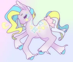 Size: 1280x1094 | Tagged: safe, artist:ask-tic-tac-toe, derpibooru import, pillow talk (g1), pony, bow, g1, g1 to g4, generation leap, solo, tail bow