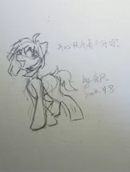 Size: 3024x4032 | Tagged: safe, artist:nightwind, derpibooru import, oc, unofficial characters only, pony, black and white, grayscale, monochrome, solo, traditional art