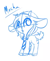 Size: 273x332 | Tagged: artist:14th-crown, derpibooru import, female, goat, goatified, hat, horn, lineart, monochrome, necktie, oc, oc:mocha ice, safe, solo, species swap, text, unofficial characters only