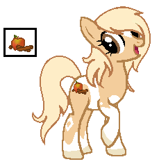 Size: 229x236 | Tagged: safe, artist:ad-opt, derpibooru import, oc, oc:apple spice, earth pony, pony, apple, base used, colored hooves, eyelashes, female, food, hair over one eye, mare, open mouth, raised hoof, simple background, smiling, transparent background