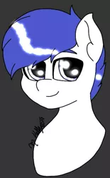 Size: 409x661 | Tagged: safe, artist:isaac_pony, artist:kellysans, derpibooru import, oc, oc:isaac, oc:isaac pony, earth pony, pony, blue eyes, blue mane, earth pony oc, light, male, smiling, solo, white pony