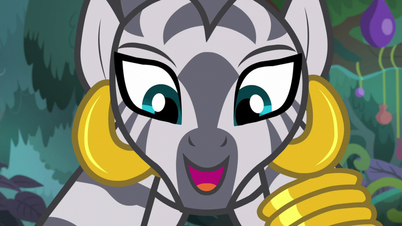 Size: 1920x1080 | Tagged: close-up, cute, derpibooru import, ear piercing, earring, female, jewelry, leg rings, mare, piercing, safe, screencap, she talks to angel, solo, zebra, zecora, zecorable