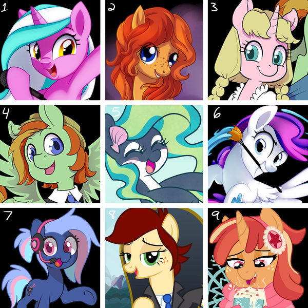 Size: 1200x1200 | Tagged: artist needed, bronycon, derpibooru import, everfree northwest, galacon, mascot, oc, oc:barley tender, oc:bit rate, oc:blank canvas, oc:canni soda, oc:caramel malt, oc:deep dish, oc:mane event, oc:marina (efnw), oc:peanut bucker, ponyville ciderfest, safe, trotcon, whinny city pony con