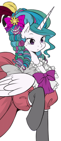 Size: 822x1896 | Tagged: safe, color edit, derpibooru import, edit, seven seas, princess celestia, alicorn, pony, my little pony: the manga, my little pony: the manga volume 2, spoiler:manga, spoiler:manga2, colored, female, french revolution, mare, marie antoilestia, marie antoinette, simple background, transparent background