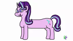 Size: 1366x768 | Tagged: safe, artist:raulixevergreen, derpibooru import, starlight glimmer, pony, unicorn, long glimmer, long pony, meme, solo, tongue out