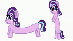 Size: 3840x2160 | Tagged: safe, artist:llamalauncher, derpibooru import, starlight glimmer, pony, unicorn, bipedal, long glimmer, long pony, meme, smiling, solo