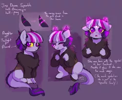 Size: 1750x1445 | Tagged: artist:riukime, derpibooru import, draconequus, draconequus oc, female, hybrid, interspecies offspring, oc, oc:jinx, offspring, parent:discord, parents:discolight, parent:twilight sparkle, reference sheet, safe, solo, unofficial characters only