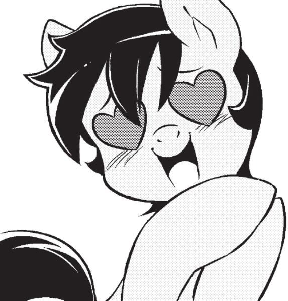 Size: 583x611 | Tagged: safe, derpibooru import, seven seas, star dancer, pony, my little pony: the manga, my little pony: the manga volume 2, spoiler:manga, spoiler:manga2, black and white, cute, grayscale, monochrome, simple background, transparent background