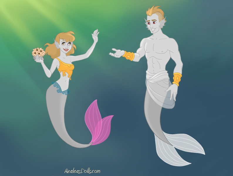 Size: 820x620 | Tagged: artist:azaleasdolls, bulk biceps, derpibooru import, derpybulk, derpy hooves, editor:jdueler11, female, food, male, mermaid, mermaidized, mermaid maker, muffin, safe, shipping, species swap, straight, underwater