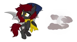 Size: 1024x571 | Tagged: safe, artist:sapphiretwinkle, derpibooru import, oc, oc:mystic shadow, bat pony, pony, bat pony oc, bat wings, beanie, clothes, cutie mark, female, hat, mare, scarf, simple background, solo, transparent background, wings