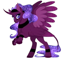 Size: 2700x2500 | Tagged: alicorn, alicorn oc, artist:gigason, derpibooru import, ethereal mane, female, high res, horn, hybrid, interspecies offspring, magical lesbian spawn, multiple wings, oc, offspring, parent:princess luna, parent:sphinx (character), rearing, safe, seraph, simple background, slit eyes, slit pupils, solo, sphinx, sphinx oc, transparent background, unofficial characters only, wings