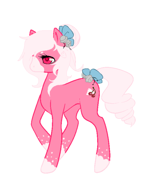 Size: 589x717 | Tagged: safe, artist:ad-opt, derpibooru import, oc, oc:cherry cream, unofficial characters only, earth pony, pony, bow, colored hooves, earth pony oc, hair bow, raised hoof, simple background, solo, tail bow, transparent background