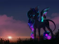 Size: 2048x1536 | Tagged: safe, artist:likelike1, derpibooru import, oc, bat pony, bat pony oc, bat wings, cloud, female, mare, solo, sun, wings