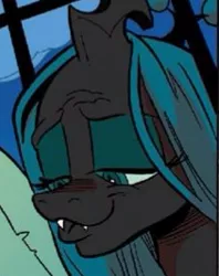Size: 211x267 | Tagged: artist:andypriceart, changeling, changeling queen, comic panel, cropped, derpibooru import, faic, female, idw, official comic, queen chrysalis, safe, siege of the crystal empire, smug, spoiler:comic36