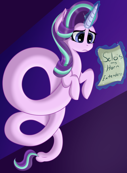 Size: 3077x4188 | Tagged: safe, artist:sethisto, derpibooru import, starlight glimmer, pony, unicorn, female, long glimmer, long pony, mare, meme, scroll