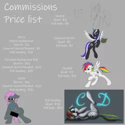 Size: 5000x5000 | Tagged: safe, artist:sloppyhooves, derpibooru import, oc, alicorn, earth pony, pegasus, pony, unicorn, advertisement, commission info