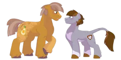 Size: 1280x640 | Tagged: safe, artist:itstechtock, derpibooru import, oc, oc:golden anjou, oc:time turner, unofficial characters only, earth pony, pony, male, offspring, parent:big macintosh, parent:marble pie, parents:marblemac, simple background, stallion, transparent background