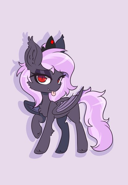 Size: 1900x2740 | Tagged: safe, artist:epic_gamerhorse, derpibooru import, oc, oc:sak, bat pony, vampire, vampony, bat pony oc, bat wings, crown, cute, female, jewelry, looking at you, mare, mlem, regalia, silly, tongue out, wings