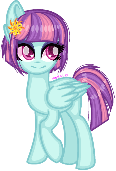 Size: 676x992 | Tagged: safe, artist:fantarianna, derpibooru import, sunny flare, ponified, pegasus, pony, equestria girls, friendship games, equestria girls ponified, female, flower, flower in hair, mare, simple background, solo, transparent background