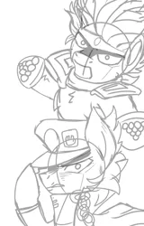 Size: 3000x4700 | Tagged: safe, artist:ktk's sky, derpibooru import, earth pony, angry, black and white, cap, chains, clothes, grayscale, hat, jojo, jojo's bizarre adventure, jotaro kujo, line, monochrome, stand, star platinum