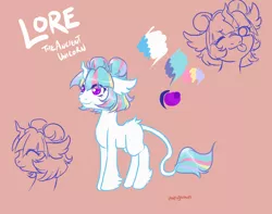 Size: 1900x1500 | Tagged: safe, artist:lavvythejackalope, derpibooru import, oc, oc:lore, unofficial characters only, pony, unicorn, bust, female, hoof fluff, horn, leonine tail, lineart, mare, one eye closed, reference sheet, smiling, tongue out, unicorn oc, wink