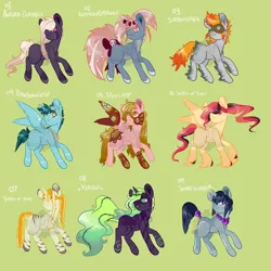 Size: 1200x1200 | Tagged: safe, artist:lavvythejackalope, derpibooru import, oc, unofficial characters only, earth pony, pegasus, pony, unicorn, zebra, zebracorn, :p, base used, colored hooves, dreadlocks, earth pony oc, ethereal mane, freckles, goggles, hair over one eye, hoof fluff, horn, jewelry, necklace, pearl necklace, pegasus oc, skull, smiling, starry mane, tongue out, unicorn oc, wings