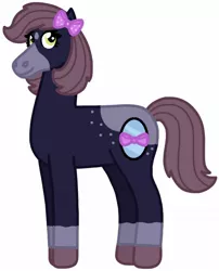 Size: 1162x1437 | Tagged: safe, artist:kindheart525, derpibooru import, oc, oc:obsidian, earth pony, auraverse, bow, magical lesbian spawn, offspring, parent:applejack, parent:limestone pie, parents:applestone