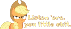 Size: 1820x760 | Tagged: safe, artist:phucknuckl, derpibooru import, edit, applejack, earth pony, pony, dragon dropped, cowboy hat, emotes, female, hat, simple background, stetson, transparent background, vector, vulgar