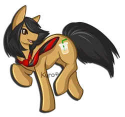 Size: 500x467 | Tagged: safe, artist:gazecreative, derpibooru import, oc, oc:mocha ice, unofficial characters only, earth pony, pony, earth pony oc, female, mare, necktie, open mouth, paw prints, raised hoof, simple background, solo, transparent background