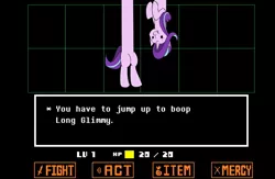 Size: 2000x1300 | Tagged: artist:rocket-lawnchair, derpibooru import, lesser dog, long glimmer, long pony, meme, safe, solo, starlight glimmer, undertale