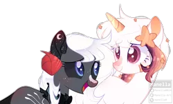 Size: 3690x2232 | Tagged: safe, artist:manella-art, artist:rerorir, derpibooru import, oc, oc:ayaka, oc:nightmare traveler, ponified, unofficial characters only, pony, unicorn, alternate design, base used, colored pupils, colored sclera, female, horns, mare, simple background, species swap, transparent background