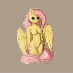 Size: 4000x4000 | Tagged: suggestive, artist:miokomata, derpibooru import, fluttershy, anthro, bat pony, pegasus, abstract background, adorasexy, barbie doll anatomy, beautiful, belly, belly button, blushing, both cutie marks, breasts, busty fluttershy, chest fluff, cute, fangs, featureless breasts, featureless crotch, female, flutterbat, freckles, freckleshy, gray background, looking at you, mare, race swap, sexy, shyabetes, signature, simple background, smiling, solo, solo female, spread wings, thick, thighs, wide hips, wings
