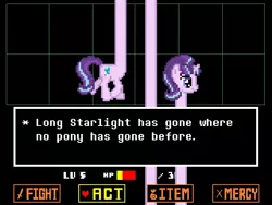 Size: 640x480 | Tagged: artist:flynnmlp, derpibooru import, lesser dog, long glimmer, long pony, meme, necc, safe, starlight glimmer, undertale