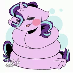 Size: 3000x3000 | Tagged: safe, artist:befishproductions, derpibooru import, starlight glimmer, pony, unicorn, :p, blush sticker, blushing, coils, cute, eyes closed, floppy ears, glimmerbetes, high res, long glimmer, long pony, meme, solo, tongue out
