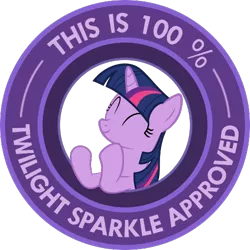 Size: 500x500 | Tagged: safe, derpibooru import, twilight sparkle, pony, unicorn, look before you sleep, approved, circle, clapping, eyes closed, seal of approval, simple background, transparent background, vector