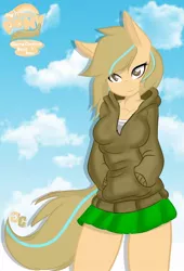 Size: 696x1024 | Tagged: anthro, artist:ambris, artist:grithcourage, backround, cute, derpibooru import, jaket, looking at you, oc, oc:grith courage, safe, solo, trace, watermark