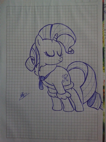 Size: 2448x3264 | Tagged: safe, derpibooru import, rarity, pony, unicorn, graph paper, monochrome, solo, traditional art