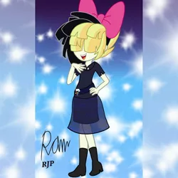 Size: 1080x1080 | Tagged: safe, artist:rjp.rammy, derpibooru import, songbird serenade, equestria girls, my little pony: the movie, belt, boots, bow, clothes, equestria girls-ified, female, hair bow, humanized ponified human, open mouth, shirt, shoes, skirt, solo