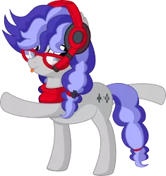 Size: 6512x6930 | Tagged: safe, artist:cyanlightning, derpibooru import, oc, oc:cinnabyte, unofficial characters only, earth pony, pony, .svg available, absurd resolution, adorkable, commission, cute, dork, ear fluff, female, headphones, looking at you, mare, simple background, solo, transparent background, vector