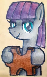 Size: 1800x2920 | Tagged: safe, artist:melisareb, derpibooru import, maud pie, earth pony, pony, autism, autistic maud, bust, female, looking at you, mare, puzzle, solo, traditional art