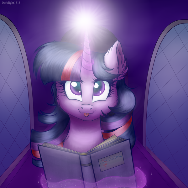 Size: 3000x3000 | Tagged: safe, artist:darklight1315, derpibooru import, twilight sparkle, twilight sparkle (alicorn), alicorn, pony, :p, book, bust, cheek fluff, chest fluff, cute, ear fluff, female, glowing horn, high res, horn, light spell, lighthorn spell, looking at you, magic, magic aura, mare, portrait, solo, telekinesis, tongue out