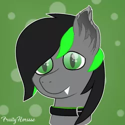 Size: 1419x1420 | Tagged: safe, artist:fruityhorssse, derpibooru import, oc, oc:cowwy, bat pony, bat pony oc, bat wings, bust, collar, fluffy, solo, wings