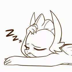 Size: 2400x2400 | Tagged: artist:maren, derpibooru import, dragon, monochrome, onomatopoeia, safe, sleeping, smolder, solo, sound effects, zzz