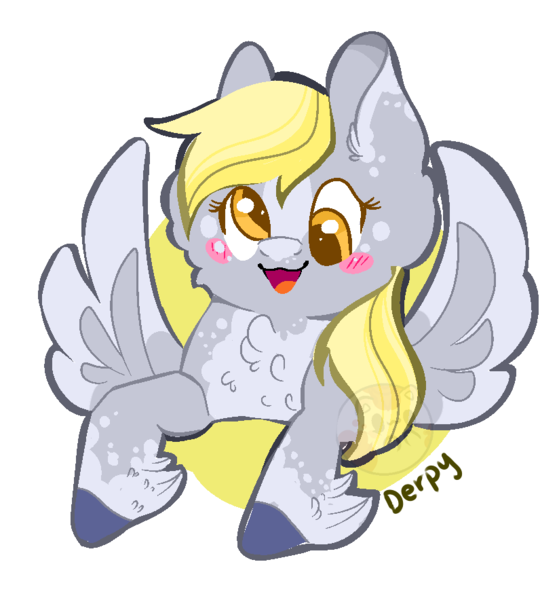 Size: 824x884 | Tagged: safe, artist:kiwi4578, derpibooru import, derpy hooves, pegasus, pony, blush sticker, blushing, dappled, fluffy, simple background, solo, transparent background, watermark