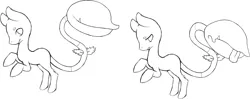 Size: 1466x582 | Tagged: safe, artist:ad-opt, derpibooru import, oc, unofficial characters only, monster pony, original species, piranha plant pony, plant pony, augmented tail, base used, fangs, lineart, monochrome, plant, rearing, tongue out