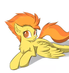 Size: 922x973 | Tagged: safe, artist:d.w.h.cn, derpibooru import, spitfire, pegasus, pony, cheek fluff, chest fluff, colored pupils, cute, cutefire, ear fluff, female, lying down, mare, prone, simple background, solo, white background