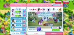 Size: 2312x1080 | Tagged: safe, derpibooru import, flash magnus, gallus, rainbow dash, starlight glimmer, stygian, tantabus, changeling, gryphon, pegasus, pony, umbrum, unicorn, armor, bits, game screencap, gameloft, gem, magic coins, shadowbolts, shadowbolts (nightmare moon's minions), team loyalty