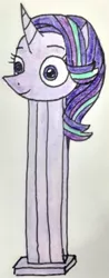 Size: 945x2410 | Tagged: artist:melisareb, cursed image, derpibooru import, i can't believe it's not 徐詩珮, inanimate tf, not salmon, pez, safe, solo, starlight glimmer, traditional art, transformation, wat
